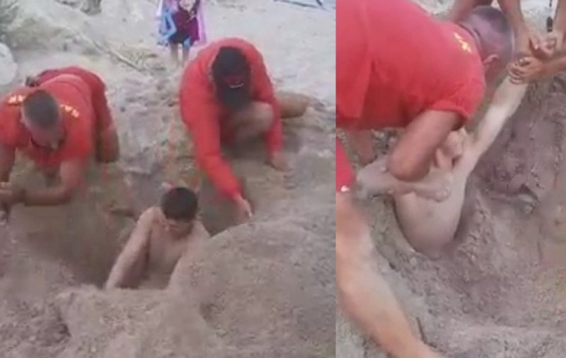 Tânăr îngropat în nisip și abandonat de prieteni pe plaja din Tuzla, salvat de salvamari