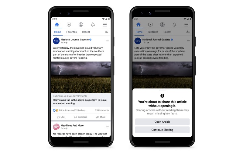 Facebook va încuraja oamenii să citească articolele înainte să le distribuie