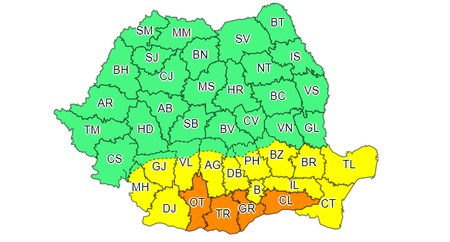 Zonele aflate sub avertizare de caniculă | Foto: ANM