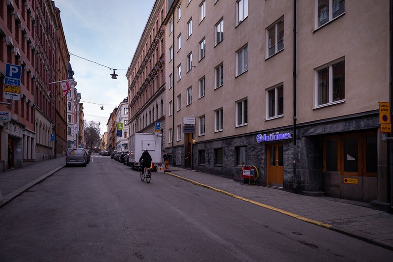 Strada Stallmätargatan, situată în zona centrală a capitalei suedeze, unde a locuit Gabriela Melinescu câțiva ani, înainte să ajungă la azil