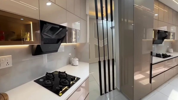 Fronturile acrilice, alternativa modernă în bucătărie care arată luxos, nu se zgârie și se curăță extrem de ușor. Sursă foto: Colaj foto /Instagram.