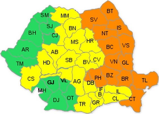 Zonele vizate de codul portocaliu