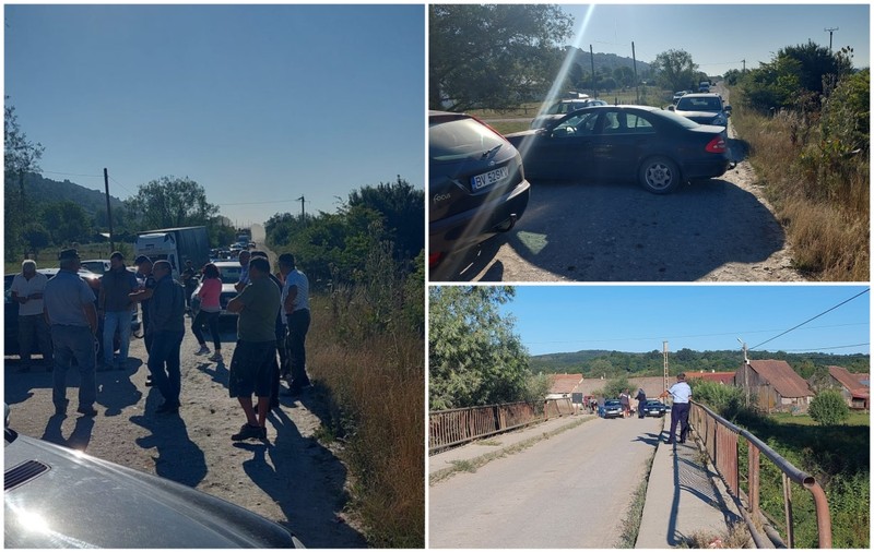 Drumul pe care circulă vehiculele militare spre baza NATO de la Cincu, blocat de localnici: „Nu se mai poate așa. Își bat joc de noi“