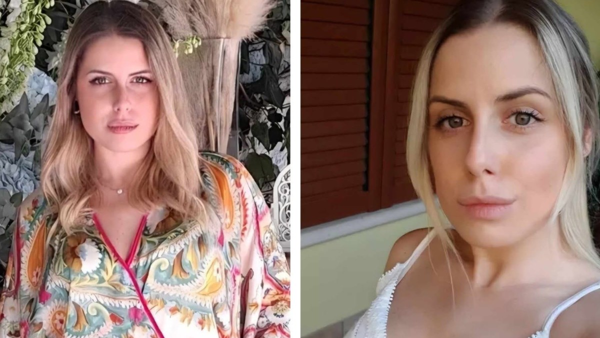 Un colaj cu două fotografii cu o femeie blondă