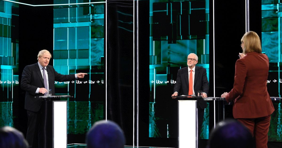 Boris Johnson și Jeremy Corbyn, într-o dezbatere televizată FOTO: EPA