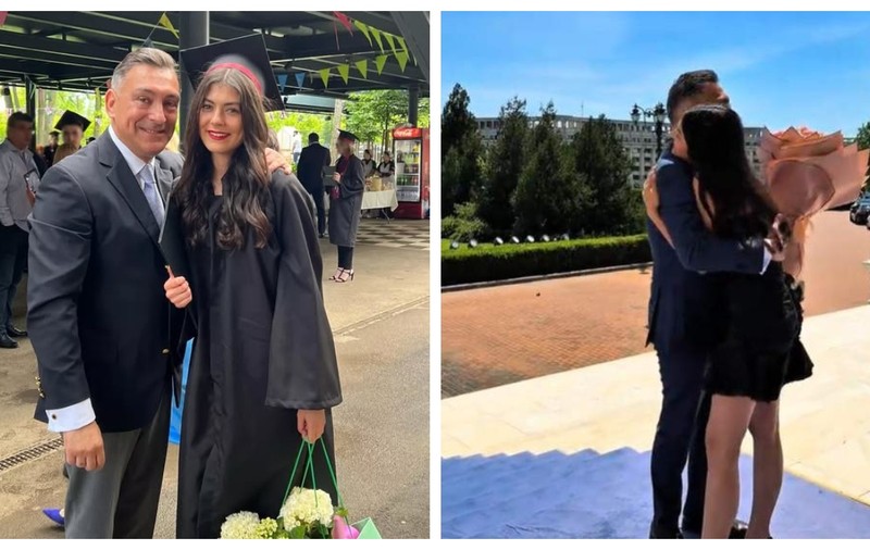 Imagini inedite cu Ilie Dumitrescu și fiica lui, Mayra, în ziua absolvirii facultății. „Am trăit niște momente de nedescris”