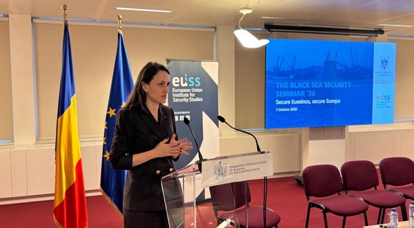 Oana Țoiu, la seminarul „The Black Sea Security Seminar ’26 - Secure Euxeinos, Secure Europe”. Sursa foto: Facebook / Ministerul Afacerilor Externe