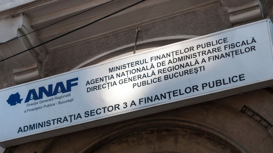 Sigla ANAF de pe clădirea instituției. Foto: Hepta