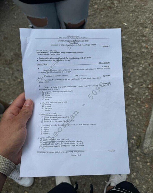 BAC Biologie și Anatomie 2024. Subiectele primite de absolvenții de liceu
