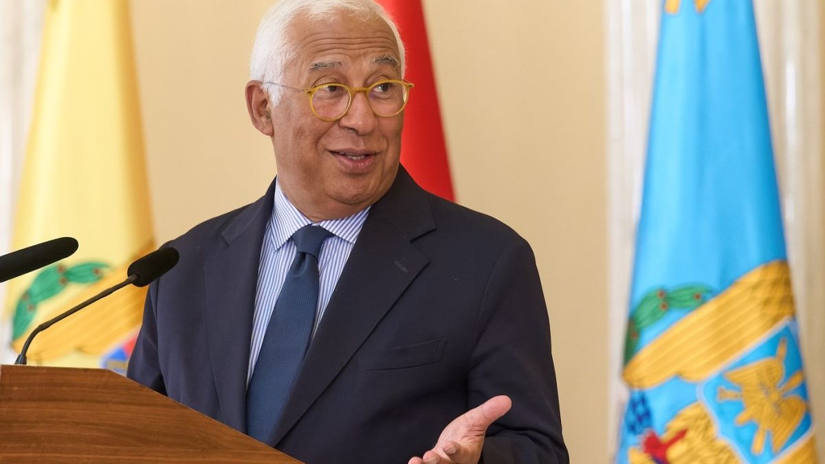 Antonio Costa vorbește în timpul declarațiilor comune cu Nicușor Dan (care nu apare în imagine), președintele României, la finalul întâlnirii lor de la Palatul Cotroceni, 3 septembrie 2026