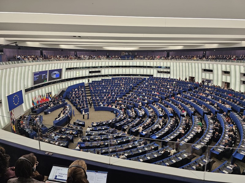 Sala nu este plină în timpul discursului din Parlamentul European al Ursulei Von der Leyen Sursa foto: Cristian Otopeanu/ Libertatea