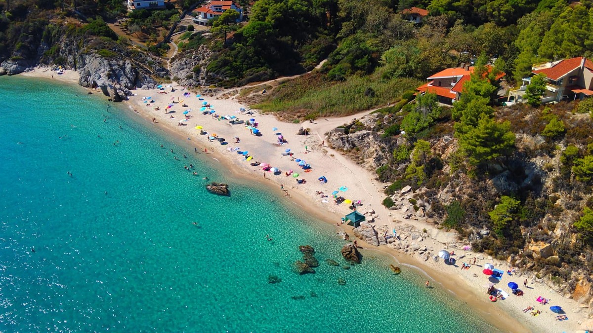 Plaja din Grecia, Halkidiki văzută de sus