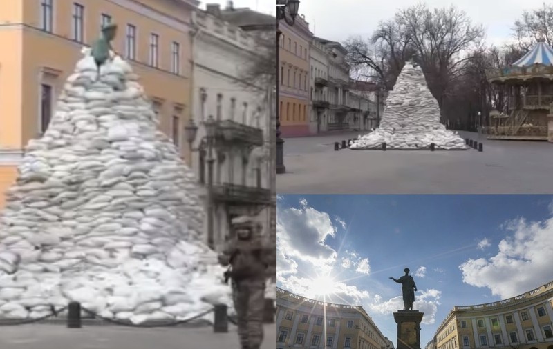 „Apărăm orașul și simbolurile lui”. Statuia fostului guvernator al Odesei, protejată cu 1.200 de saci cu nisip