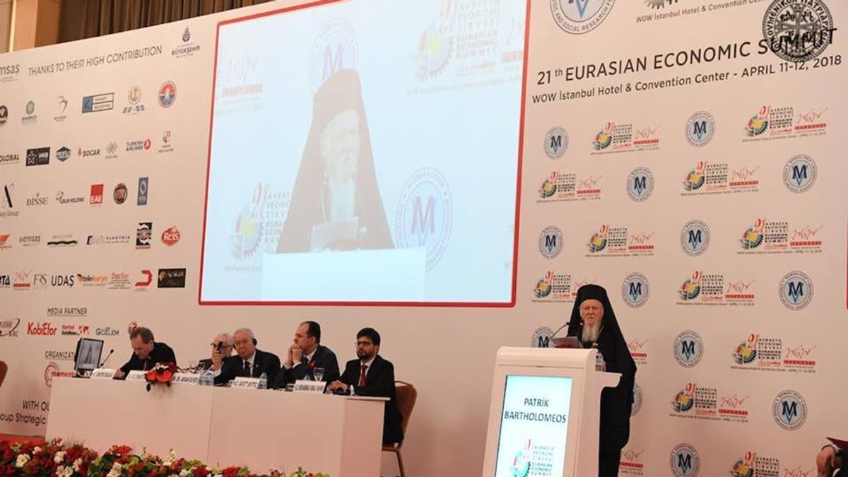 Patriarhul Ecumenic Bartolomeu a participat la cel de-al 21 Summit Economic al Eurasiei, care a avut loc la Istanbul în perioada 11-13 aprilie cu tema „Dilema secolului: Tehnologia vs. Politică”, anunță, vineri, Patriarhia Română.