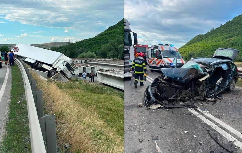 Haos pe Valea Oltului: Cozi de peste 20 de kilometri pe DN 7, în urma unui accident între un autoturism și un TIR la Boița