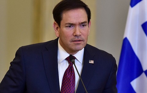 Marco Rubio în conferință de presă în timpul vizitei în Grecia Sursa foto: Getty Images