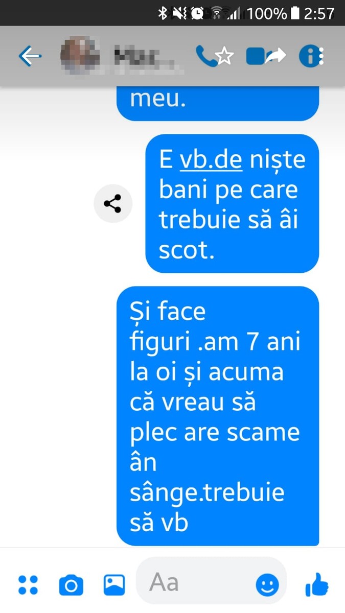 Mesajul lui Florin către un văr pe Facebook