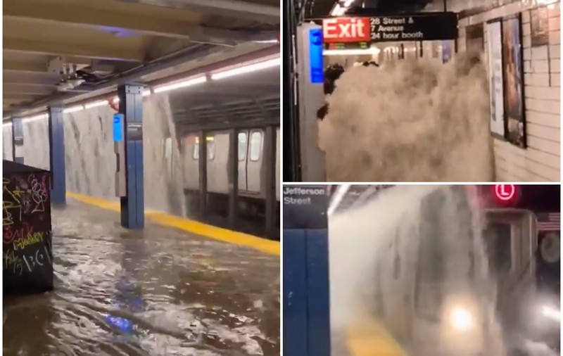 Imagini dramatice la metroul din New York, după trecerea uraganului Ida