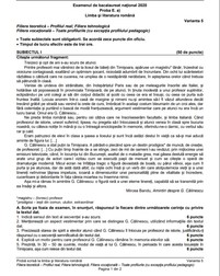 Subiecte Bac 2020 - Limba și literatura română - profil real