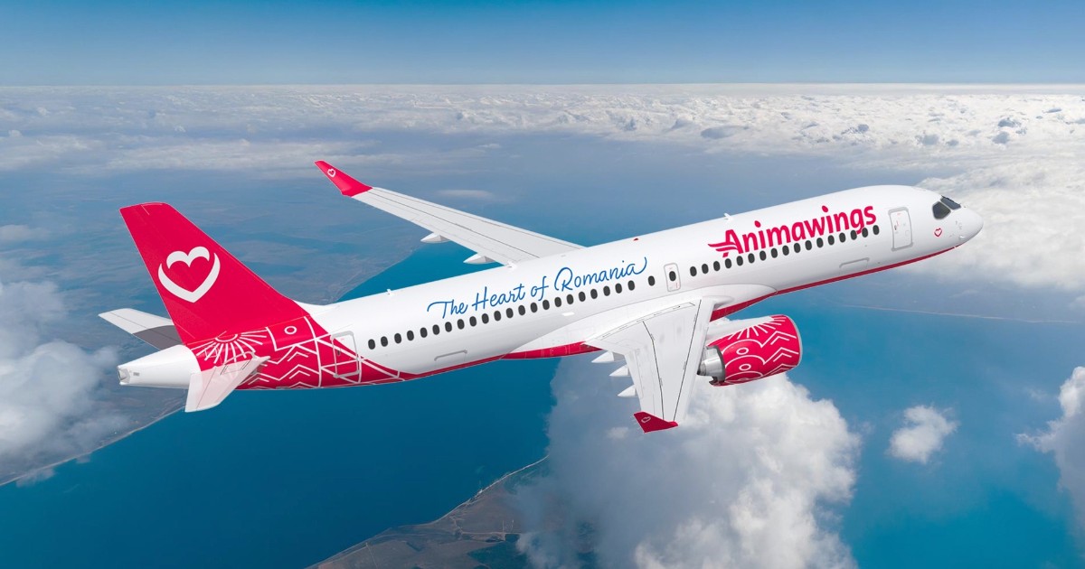 Prima aeronavă Airbus A220-300 a companiei AnimaWings, singura de acest tip din România, a aterizat la București
