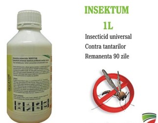 Insektum, folosit sub formă de soluţie, lasă o peliculă persistentă pe suprafeţele decontaminate