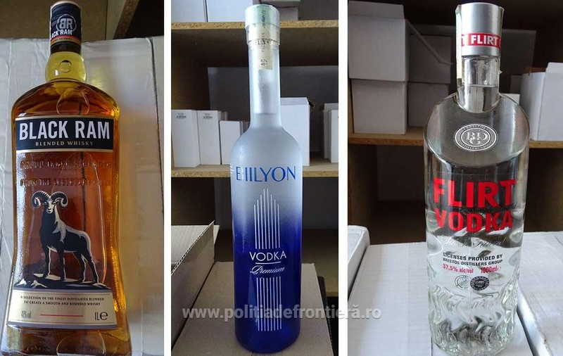 Sute de litri de alcool, confiscați la Calafat. Sticle cu whisky și vodcă, ascunse în cutiile de scule