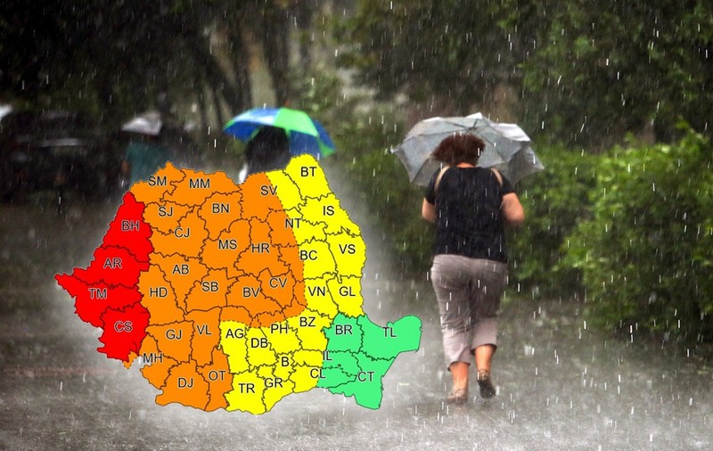Cod roșu și portocaliu de vijelii în mai multe zone din țară. Până când sunt valabile alertele meteo