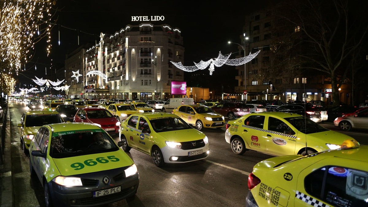 Protest al taximetriștilor față de Uber, în București