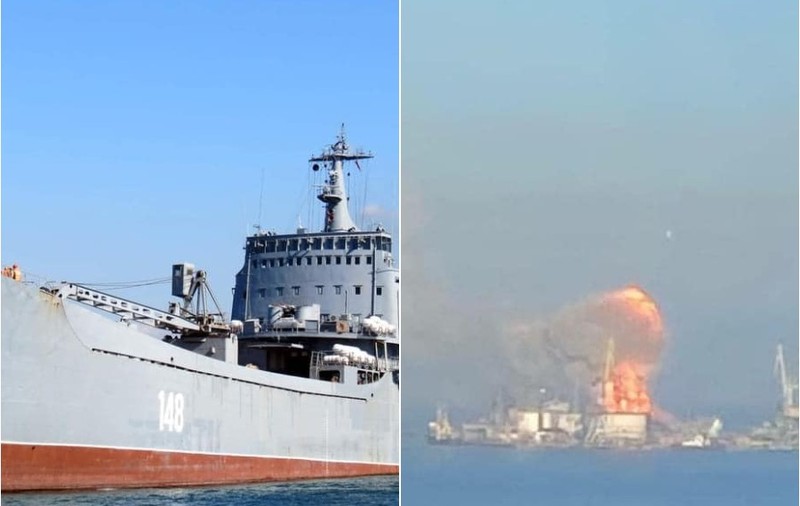 Forțele ucrainene anunță că au distrus o navă de război rusească în portul ocupat Berdiansk