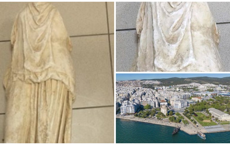O statuie de marmură, veche de peste 2.000 de ani, a fost găsită într-un sac de gunoi lângă Salonic, Grecia