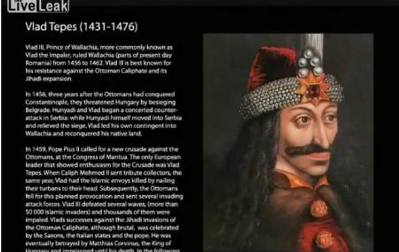 Vlad Ţepeş apare în manifestul criminalului din Norvegia