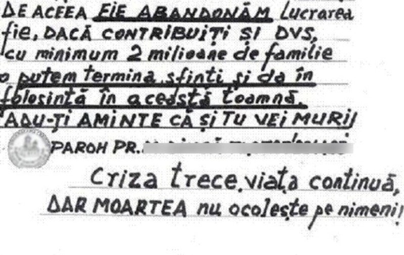 ”Adu-ți aminte că ȘI TU VEI MURI!” Metoda HALUCINANTĂ prin care UN PREOT LE CERE BANI ENORIAȘILOR! 
