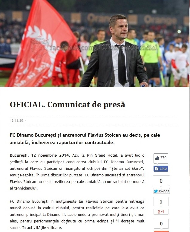 Comunicat Dinamo
