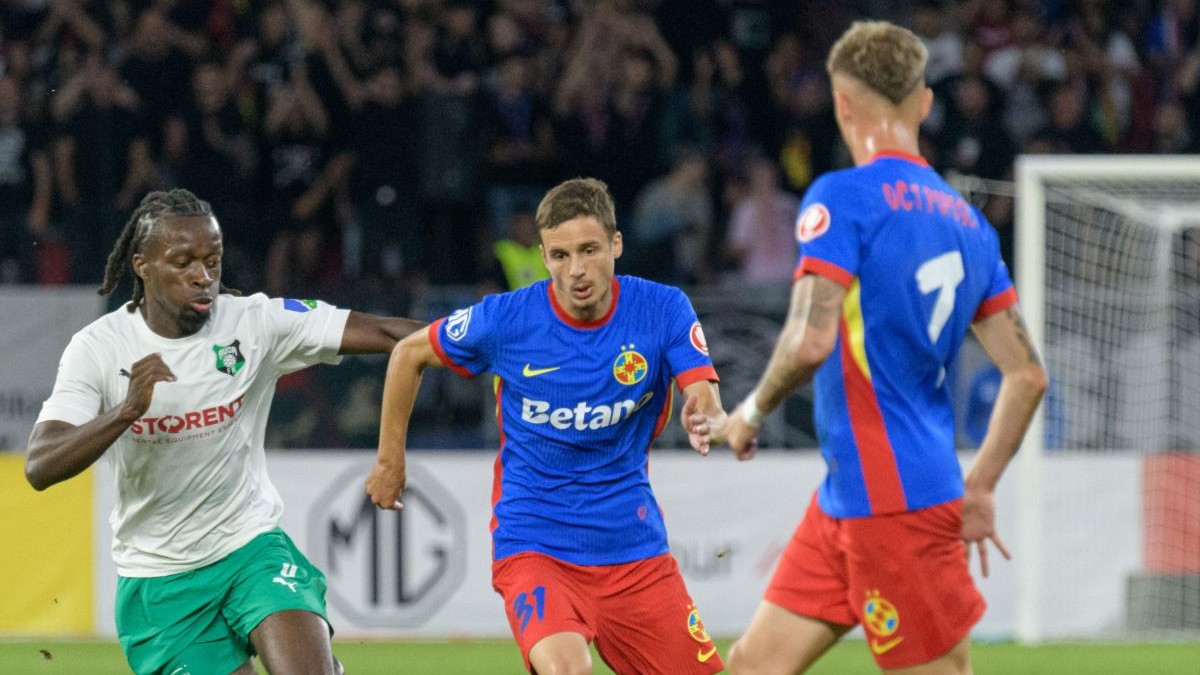 Cisotti of FCSB plays against FK Auda during the UEFA Conference League Second Qualifying Round match at Steaua Stadium in Bucharest, Romania, on July 23, 2026 FCSB v FK Auda - UEFA Conference League Second Qualifying Round, Bucharest, Romania - 23 Jul 2026,Image: 1118127493, License: Rights-managed, Restrictions: , Model Release: no