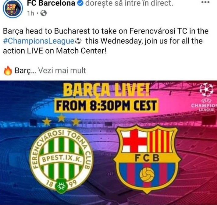 Postarea inițială a celor de la FC Barcelona.