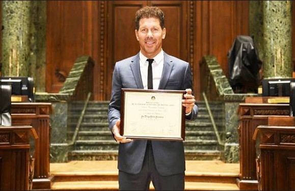 Antrenorul argentinian Diego Simeone, cetățean de onoare al orașului Buenos Aires