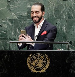 Momentul în care Bukele şi-a făcut un selfie în cadrul Adunării Generale a ONU, pe 26 septembrie 2019 Foto: Hepta