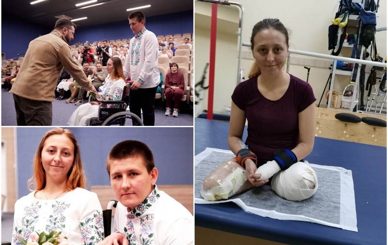 Oksana, asistenta din Ucraina care și-a pierdut picioarele într-o explozie, premiată de Volodimir Zelenski. „Domnul m-a lăsat în viață pentru copiii mei”