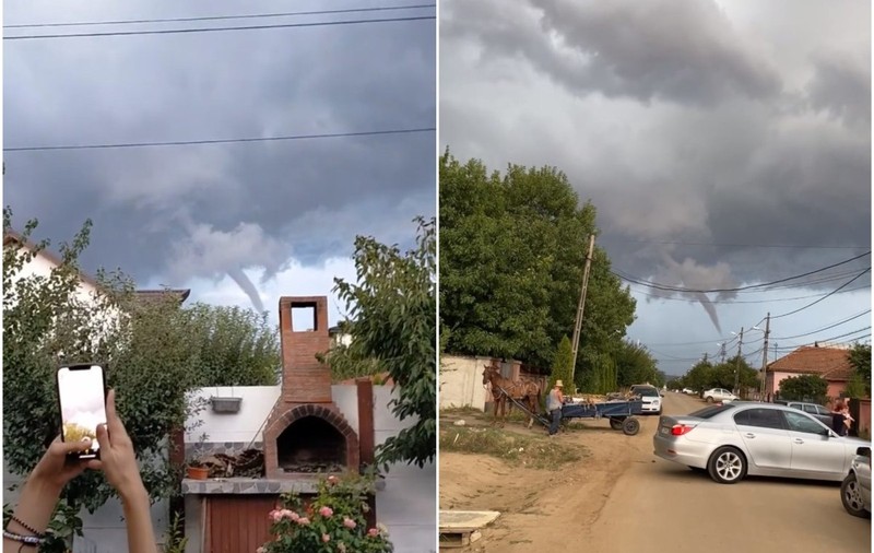 Tornadă în judeţul Dolj. Imagini spectaculoase cu fenomenul | VIDEO