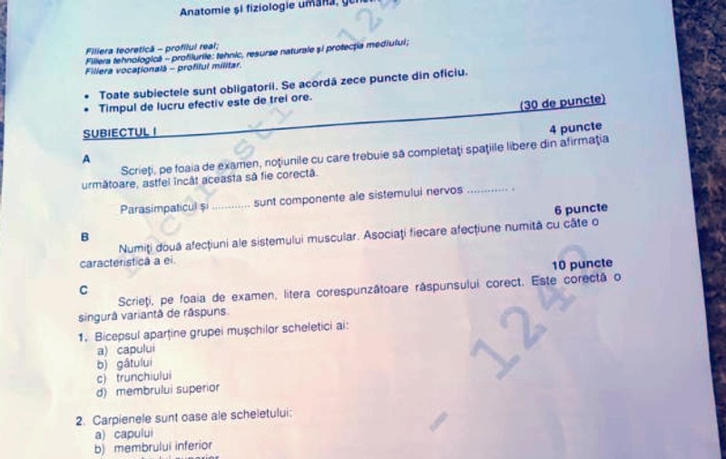 Subiecte Biologie și Anatomie la Bac 2026. Baremul de corectare a fost publicat