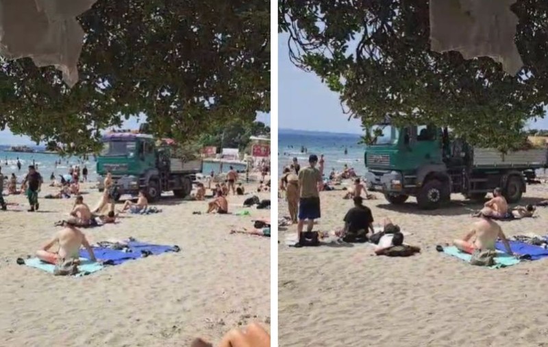 Turiști speriați, după ce un camion a făcut mai multe ture pe plaja din Split - VIDE0