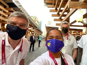 Alături de Thomas Bach, președintele Comitetului Olimpic Internațional FOTO: Instagram