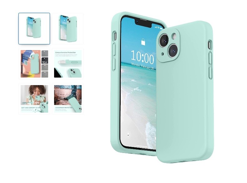Husa telefon, silicon, compatibil cu iPhone 13 Mini, turcoaz