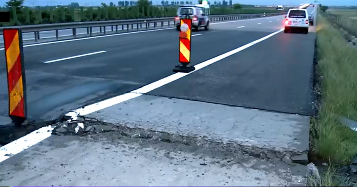 Așa arăta zona surpată din Autostrada Soarelui înainte de reparație