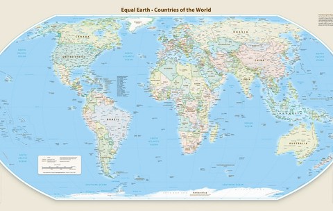 Harta lumii după modelul Equal Earth Foto: Profimedia