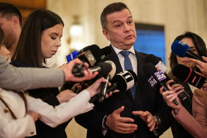 Sorin Grindeanu, presedintele PSD, sustine o declaratie de presa la Palatul Parlamentului, luni, 11 mai 2026. ALEXANDRU NECHEZ / MEDIAFAX FOTO