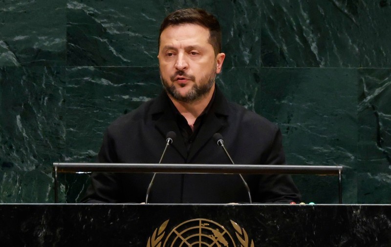 Volodimir Zelenski, la tribuna Adunării Generale a ONU Sursa foto: Profimedia