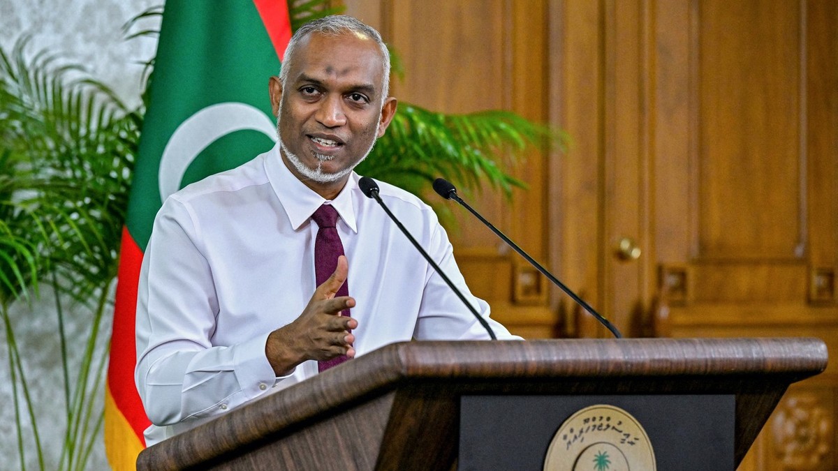 Mohamed Muizzu, în timpul conferinței de presă maraton Foto: Profimedia