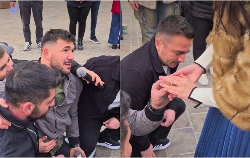 Campionul la paraciclism, Florin Mihuț, și-a cerut iubita în căsătorie în fața Teatrului din Oradea