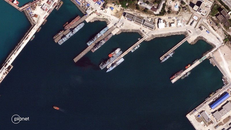 #STILL ALERT: Satellite imagery shows Russian naval ship listing after Ukrainian sea drone attack